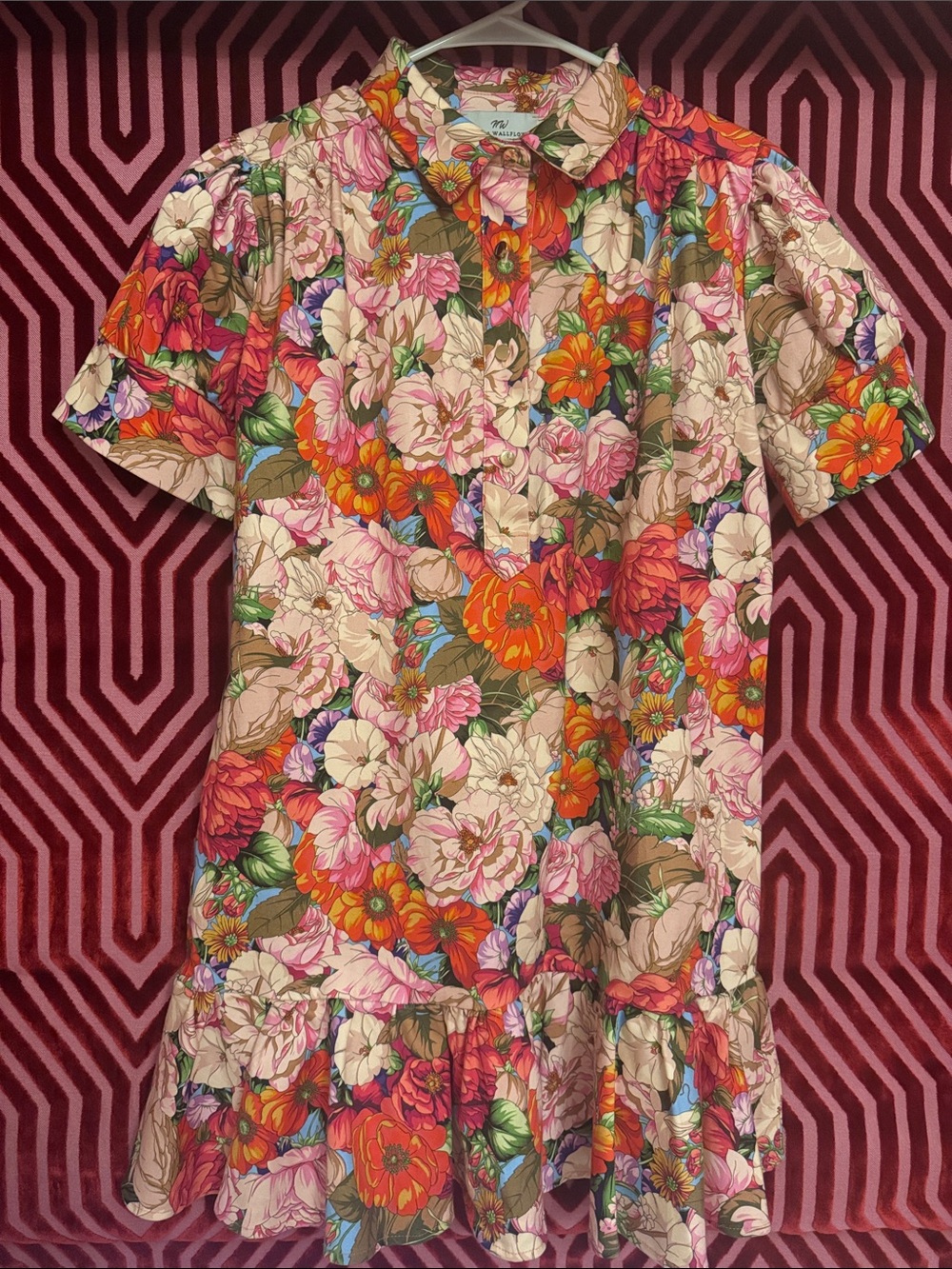 Never a wallflower Vibrant Floral Ruffle-Hem Dress - Pink & Red Bloom - Picture 5 of 5